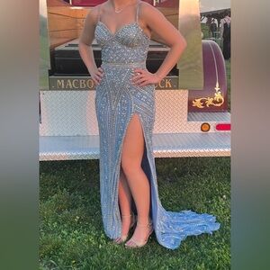 Beaded Blue JOVANI Prom Dress